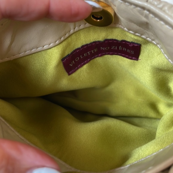 Violette Nozieres VINTAGE Tweed leather small pieces decorative flower pearls - Picture 11 of 17